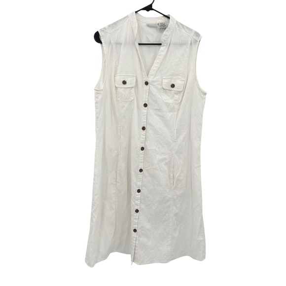 White Stag Dresses & Skirts - White Button‎ Front Shirt Dress XL Sleeveless Cotton Summer Minimalist Resort